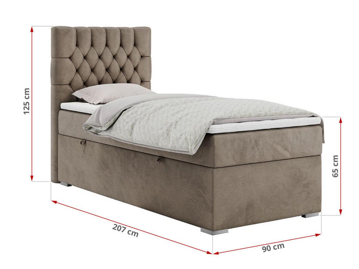 BOXBETT PERA 90/200 Braun Velvet - H4 - Links Seite - Braun, Holz/Textil (90/200cm) - MKS