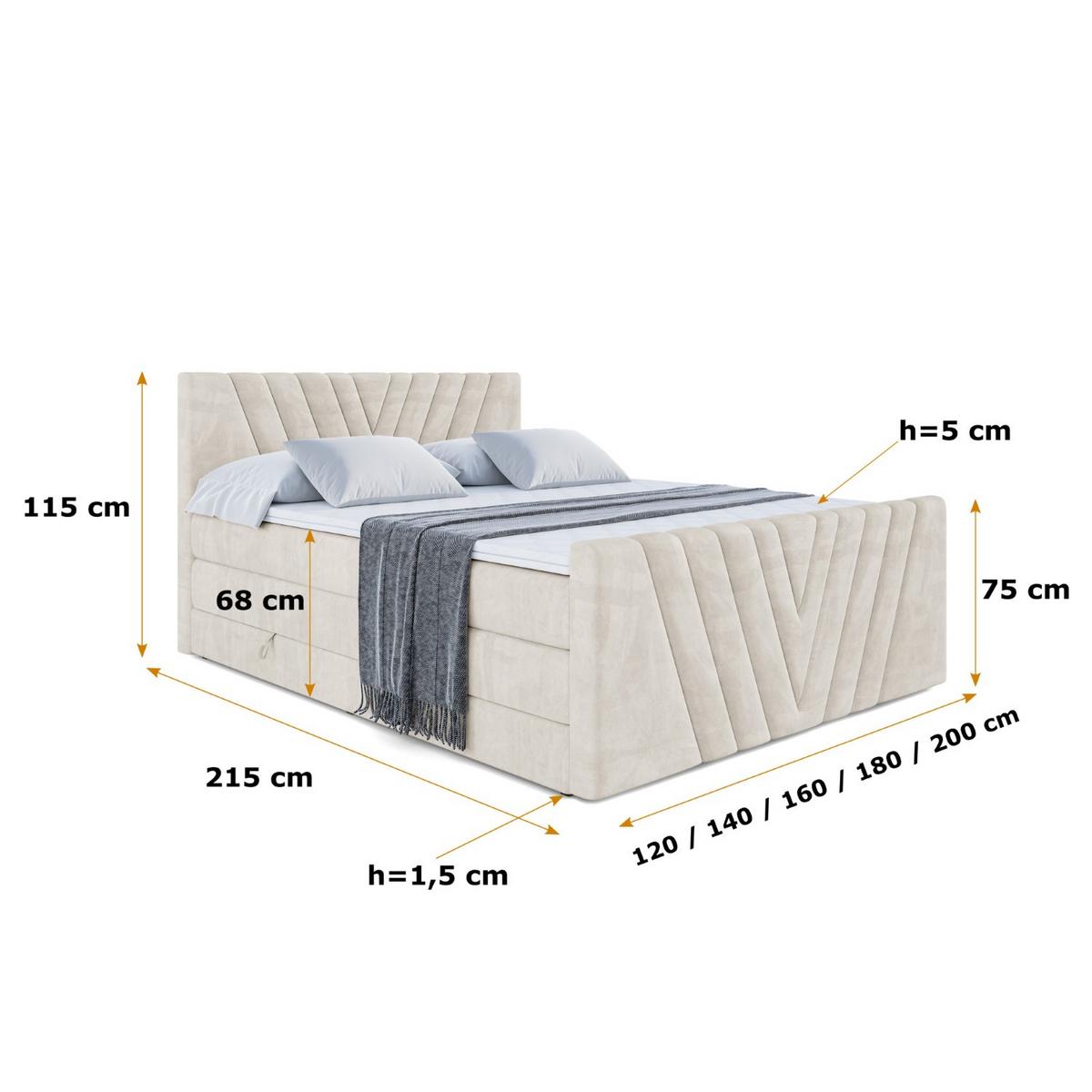 BOXSPRINGBETT ERNINA-Z KING - 180x200 - H3/H4 - Creme - Creme, Holzwerkstoff (180/200cm) - ALTDECOR