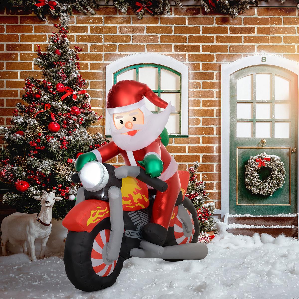 AUFBLASBAR Weihnachtsdeko, 1,7 m Weihnachtsmann mit LED-Beleuchtung, Gartendeko - Rot, Kunststoff (95/170/180cm) - Outsunny