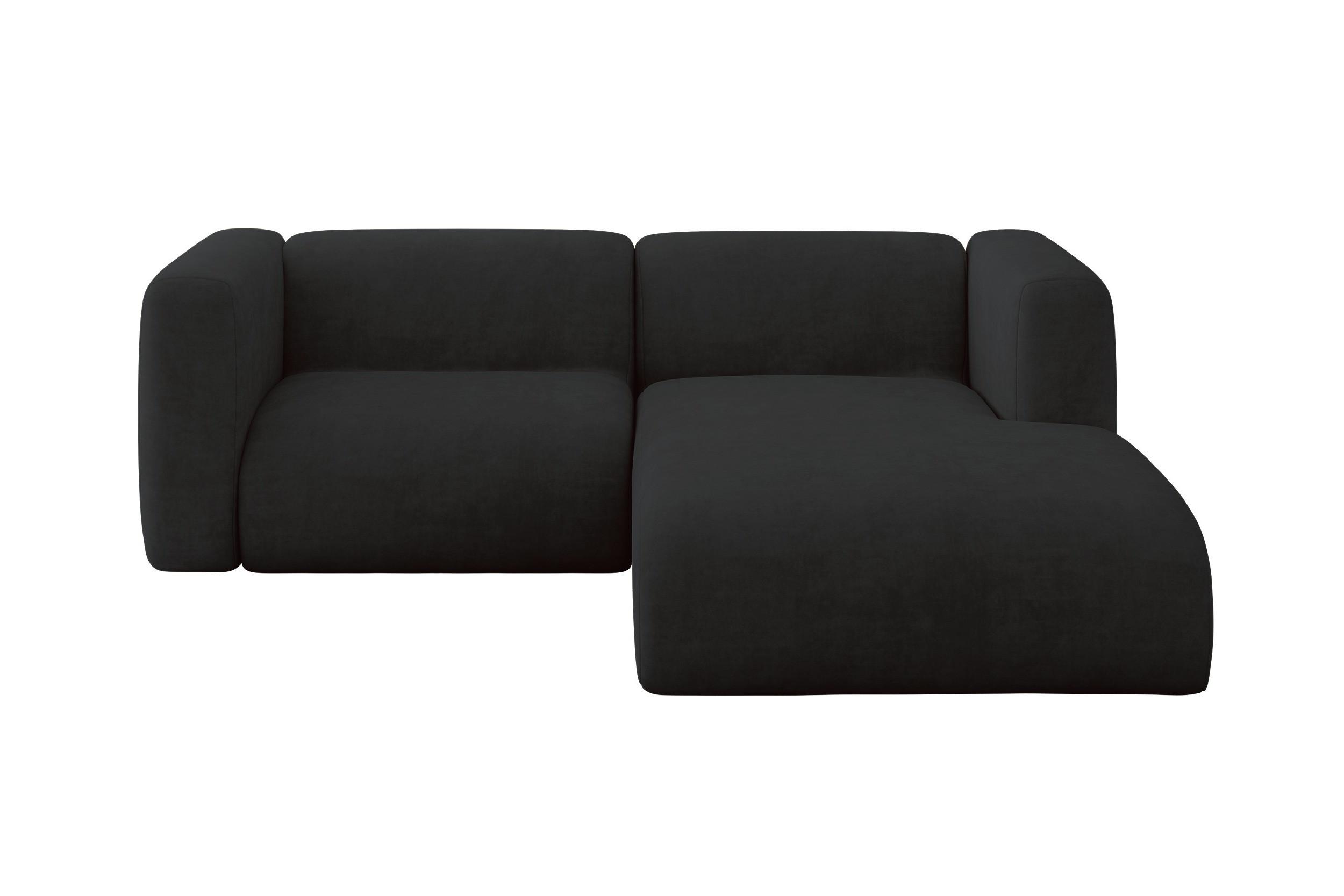 ECKSOFA Ottomane Rechts MIRA-L1 227x179x89 Schwarz Velours - Anthrazit/Schwarz, Holzwerkstoff/Kunststoff (227/179cm) - ALTDECOR