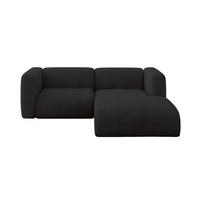 ECKSOFA Ottomane Rechts MIRA-L1 227x179x89 Schwarz Velours - Anthrazit/Schwarz, Holzwerkstoff/Kunststoff (227/179cm) - ALTDECOR