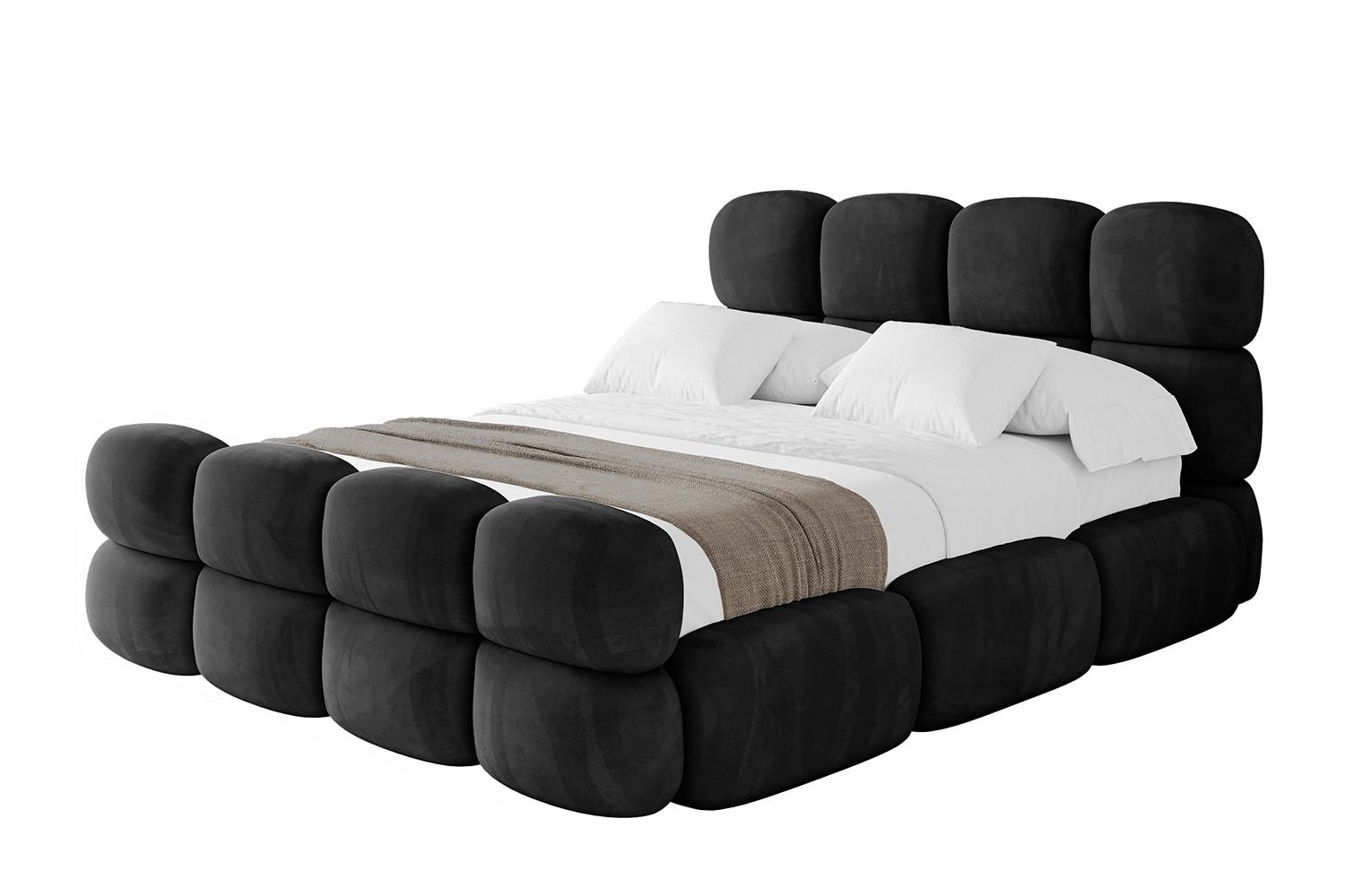 POLSTERBETT mit Bettkasten, Fußteil und Lattenrost, Bett mit Matratze H3/H4 - NOMA-Z 180x200 Schwarz - Schwarz, Holzwerkstoff/Textil (180/200cm) - ALTDECOR