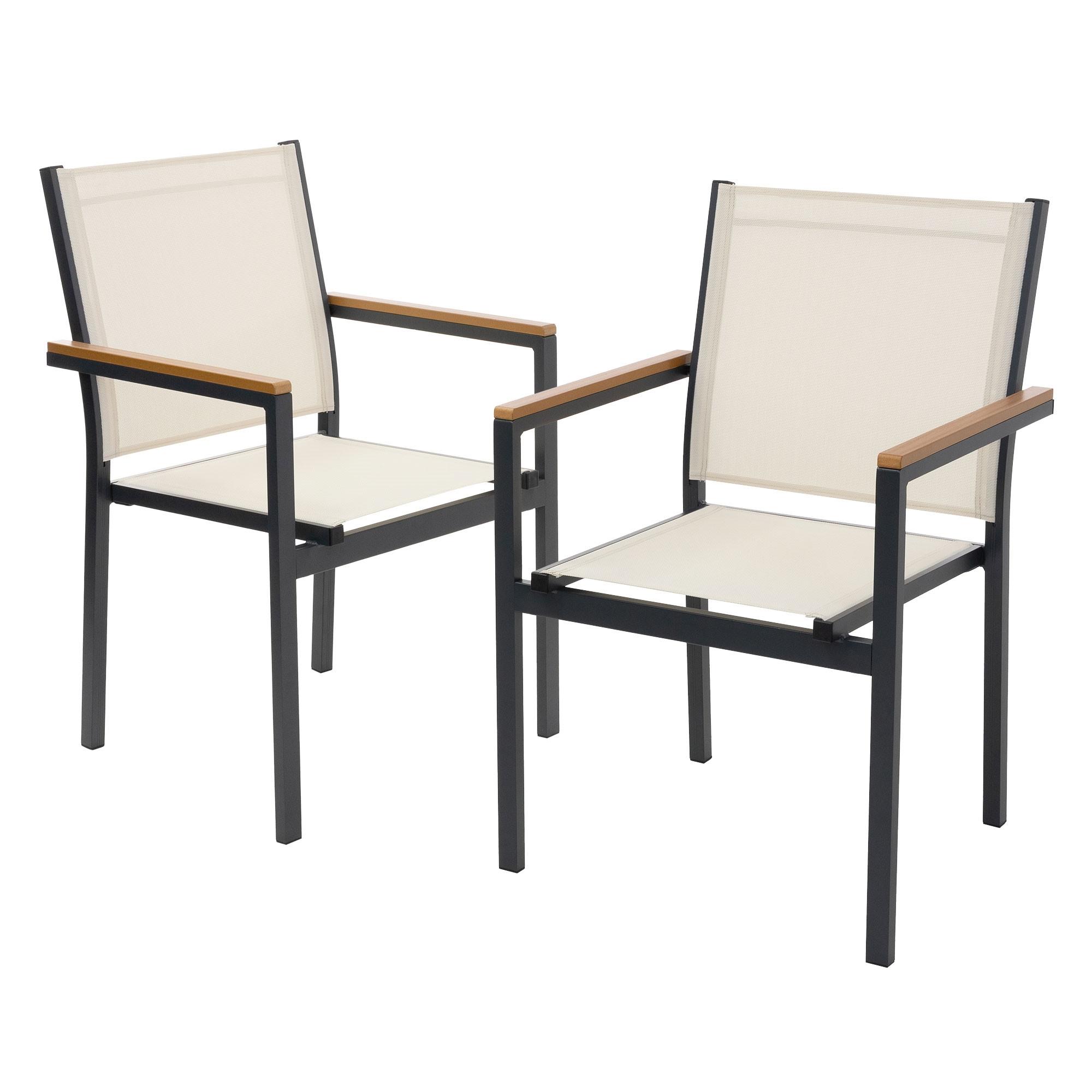 GARTENSTÜHLE 2er Set Beige aus Textilene mit Aluminiumgestell - Beige, Metall (56/85.5/53cm) - ML-DESIGN