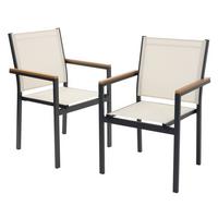 GARTENSTÜHLE 2er Set Beige aus Textilene mit Aluminiumgestell - Beige, Metall (56/85.5/53cm) - ML-DESIGN