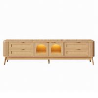 TV-LOWBOARD 180cm Naturholzoptik mit Glas-Türen, LED & 4 Schubladen - Naturfarben, Holzwerkstoff (180/50/40cm) - Urban Meuble