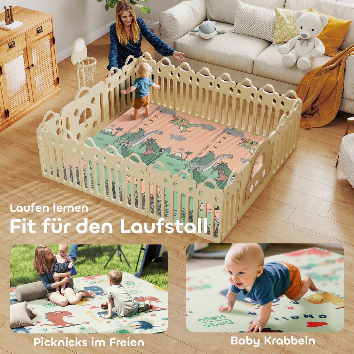 SPIELMATTE aus XPE Mehrfarbig - Multicolor/Grün, Kunststoff (176/196cm) - AIYAPLAY