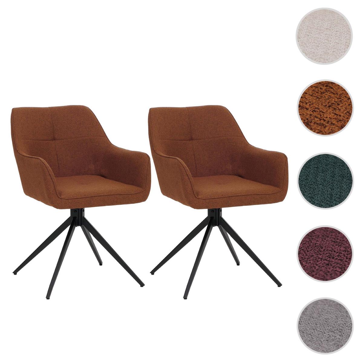 ESSZIMMERSTUHL Schwarz, Orange 2er-Set - Terracotta/Schwarz, Textil (53/80/59cm) - MCW