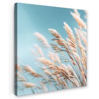 LEINWANDBILD Ziergras - Wind - Hellbraun Deko Wohnzimmer 20x20 cm - Hellblau, Textil (20/20cm) - MuchoWow