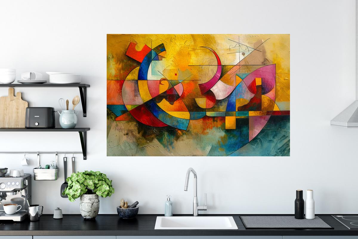 WANDTATTOO Kunst - Abstrakt - Modern Wandsticker 120x80 cm - Gelb, Kunststoff (120/80/0.1cm) - MuchoWow