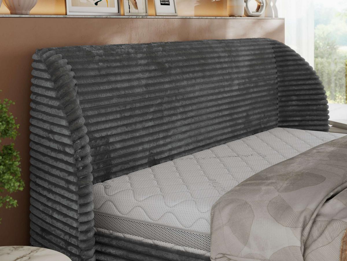 POLSTERBETT CAELA CLASSIC 140/200 - Grau Cord - Multipocket-Matratze - Grau, Textil (140/200cm) - MKS