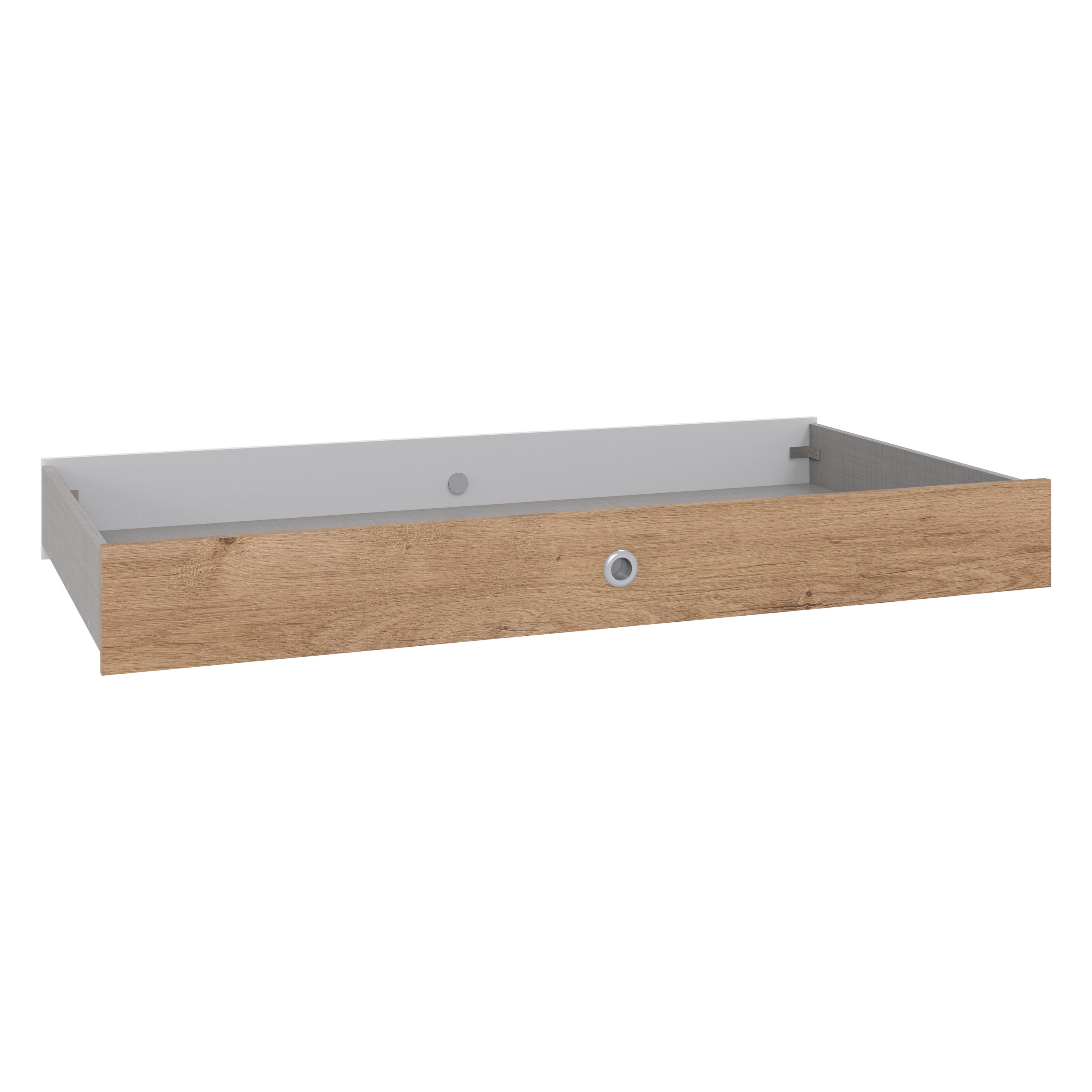 BABYBETT-BETTSCHUBKASTEN B137/H17/T71 cm, passend zum Babyzimmer Weiß & Eiche Dekor (22811,22812,22813) / 22814-02 - Weiß, Holzwerkstoff - luma-home
