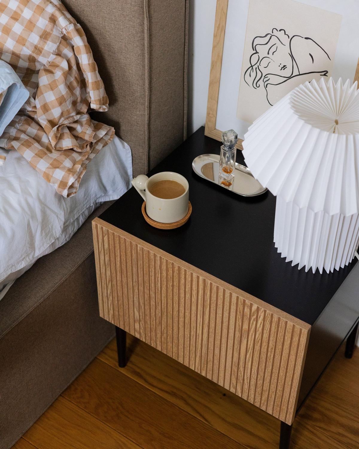 NACHTTISCH Schwarz/Braun Blythe - Schwarz/Braun, Holzwerkstoff (48/50/40cm) - Beliani