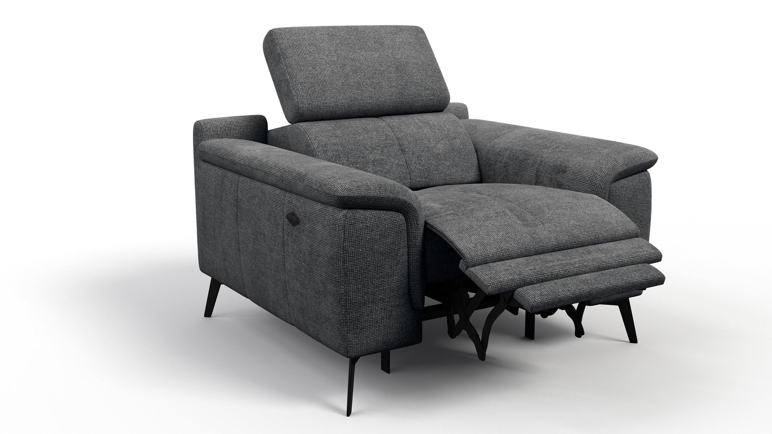 SESSEL FIERO mit Relaxfunktion, dunkelgrau - Dunkelgrau/Schwarz, Holzwerkstoff/Textil (114/82/103cm) - Wozimo
