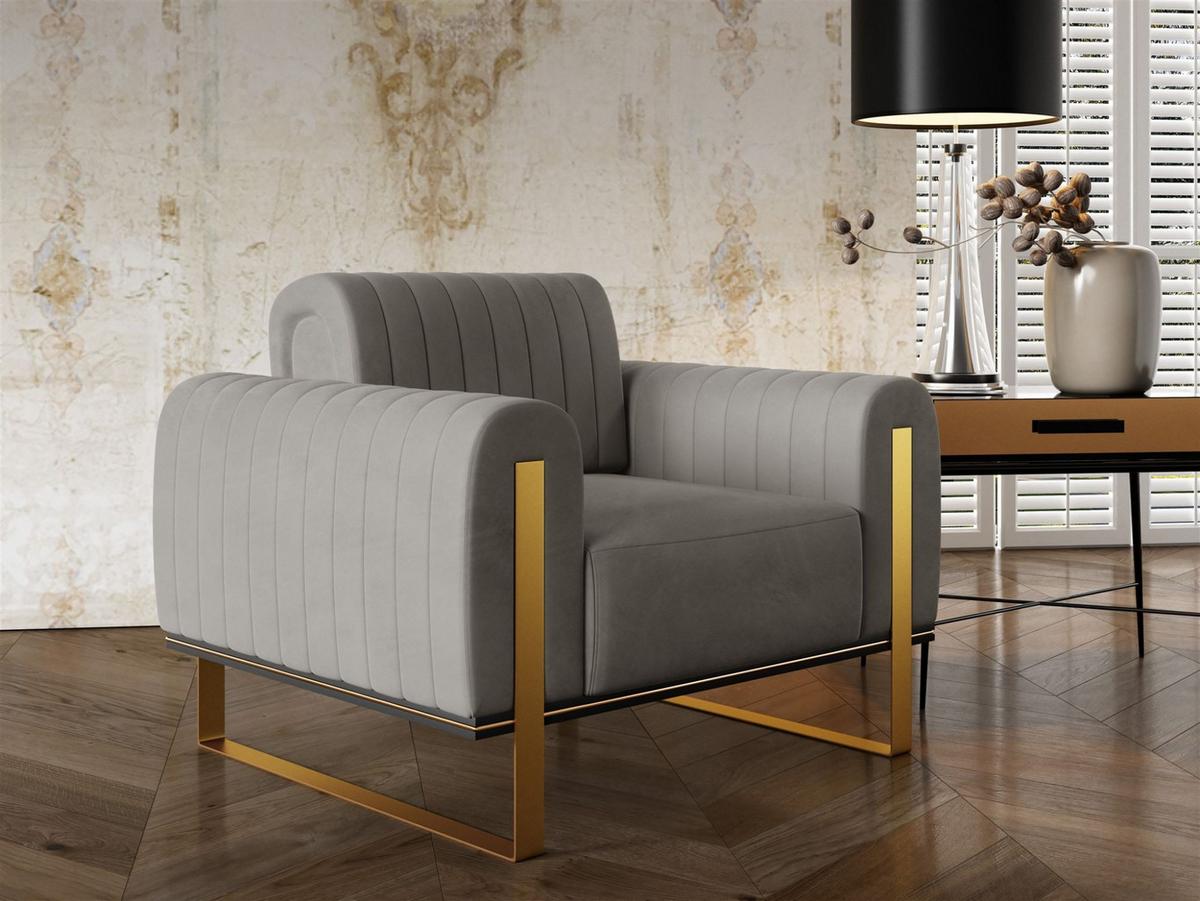SESSEL Valerie - Hellgrau, Holzwerkstoff/Textil (106/79/90cm) - Fun Möbel