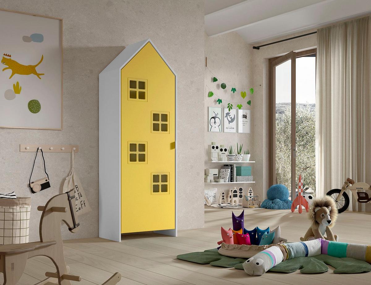 REGALSCHRANK Kania 58x37x171 MDF Weiß/Gelb - Gelb/Weiß, Holzwerkstoff (58/171/37cm) - 58aufmkessel