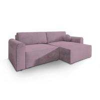 ECKSOFA FIANO M Lila Velours-Stoff mit Schlaffunktion - Lila/Grau, Holz/Kunststoff (245/148cm) - MASSENO