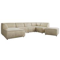 WOHNLANDSCHAFT MODARO U 6M - Beige Velvet - Links - Beige/Schwarz, Textil (180/78/345cm) - MKS