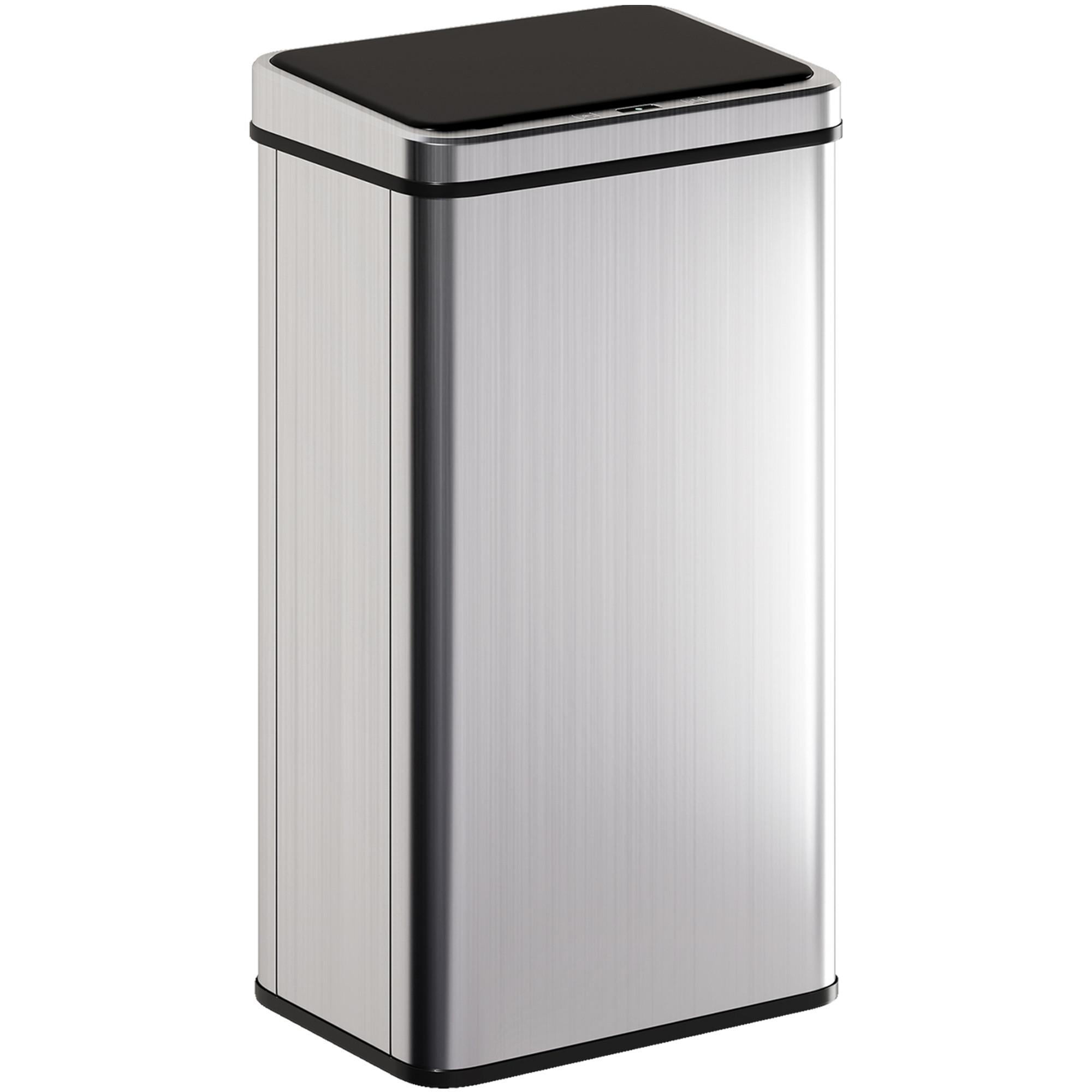 ELEKTRISCHER MÜLLEIMER 50l aus ABS 430 Edelstahl Silber - Silberfarben, Metall (26/67/35.5cm) - HOMCOM