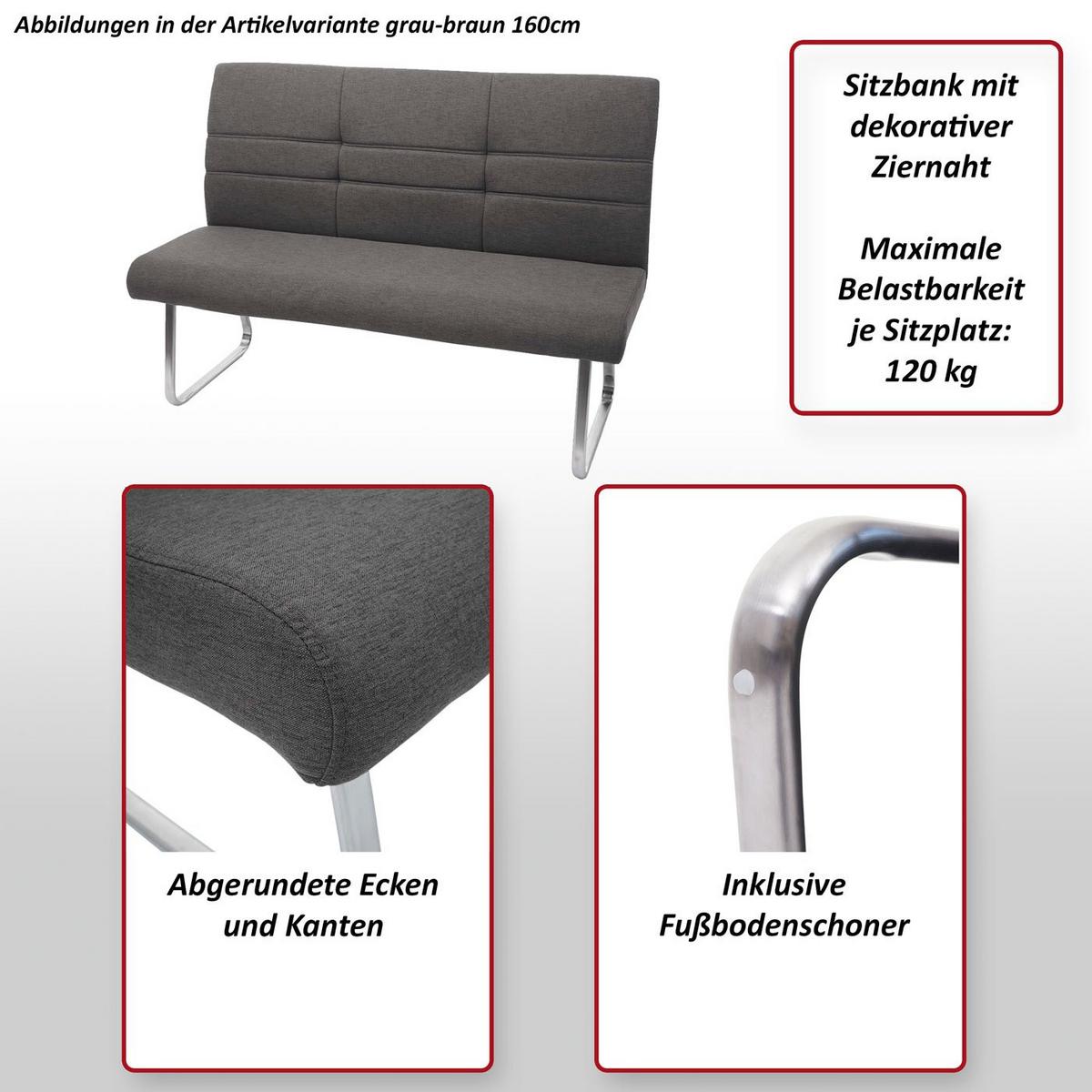 SITZBANK Grau - Graubraun/Grau, Textil (160/99/68cm) - MCW