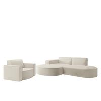 SOFASET Palma Ecksofa Sessel Ascot - Beige, Holzwerkstoff/Textil (236/78/165cm) - Fun Möbel