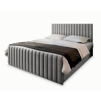 BOXBETT ARION 160x200 cm mit Matratze und Topper, H2+H3 - Hellgrau - Hellgrau, Holz (160/200cm) - MASSENO