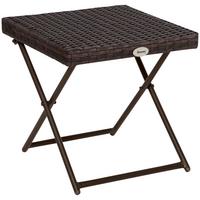 GARTENKLAPPTISCH, Braun, Stahl, PE-Rattan - Braun, Kunststoff (40/40/40cm) - Outsunny