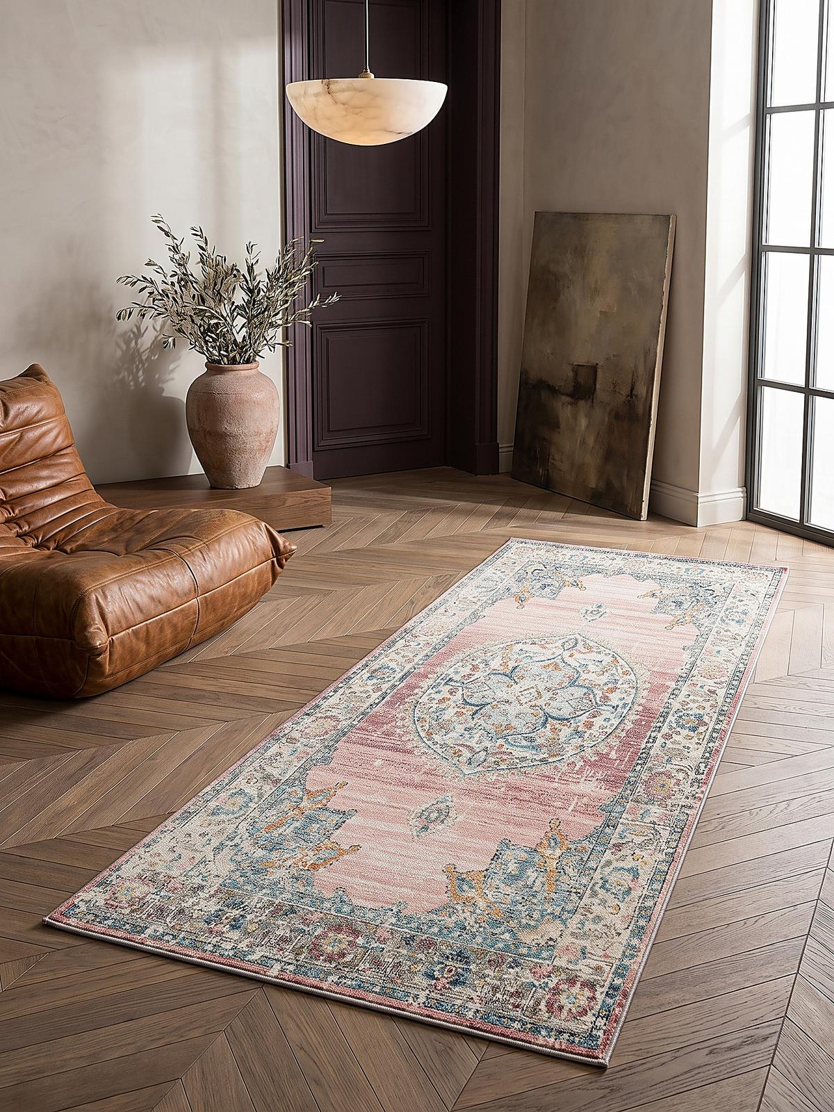TEPPICH Outdoor Orientalisch LIMMAT Polypropylen Pink 80 x 150 cm - Rosa, Textil (80/150cm) - KADIMA DESIGN