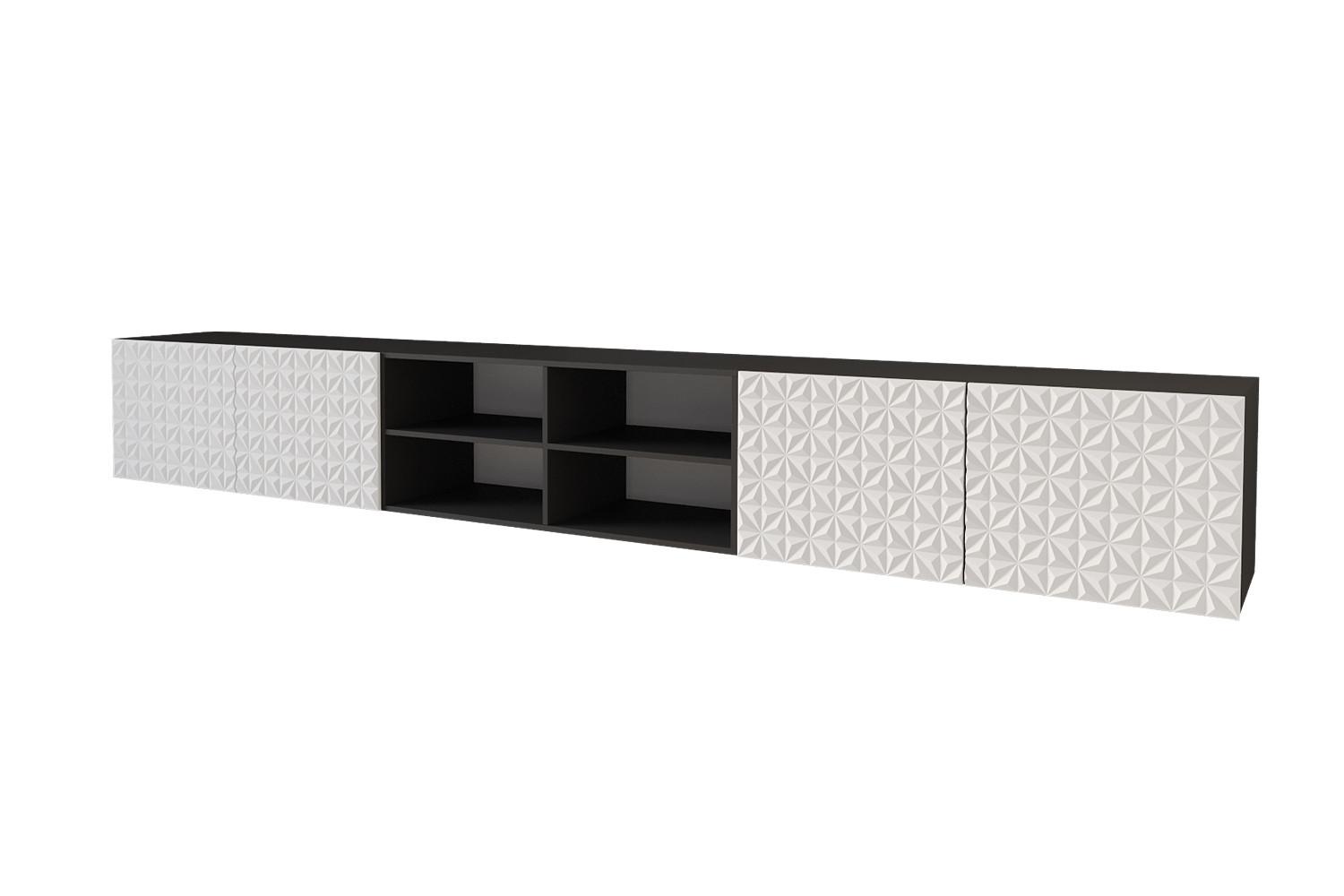 LOWBOARD VIRA-W 3x100x40x40 cm - Schwarz / Weiß - Weiß, Holzwerkstoff (300/40/40cm) - ALTDECOR