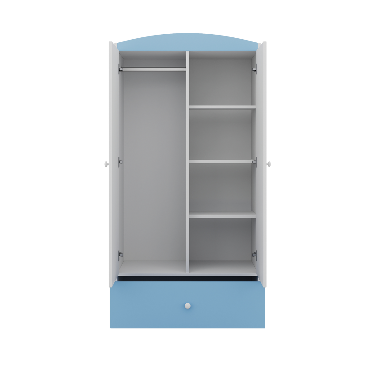 KINDERKLEIDERSCHRANK Teddybär II - Blau, Holzwerkstoff (90/175/52cm) - RAUMHIRSCH FURNITURE