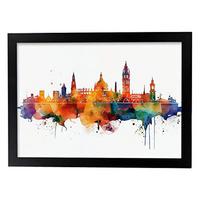 POSTER Sevilla Im Aquarell-Stil. A4 Schwarzer Rahmen - Schwarz, Papier (29.7/5/21cm) - Nacnic