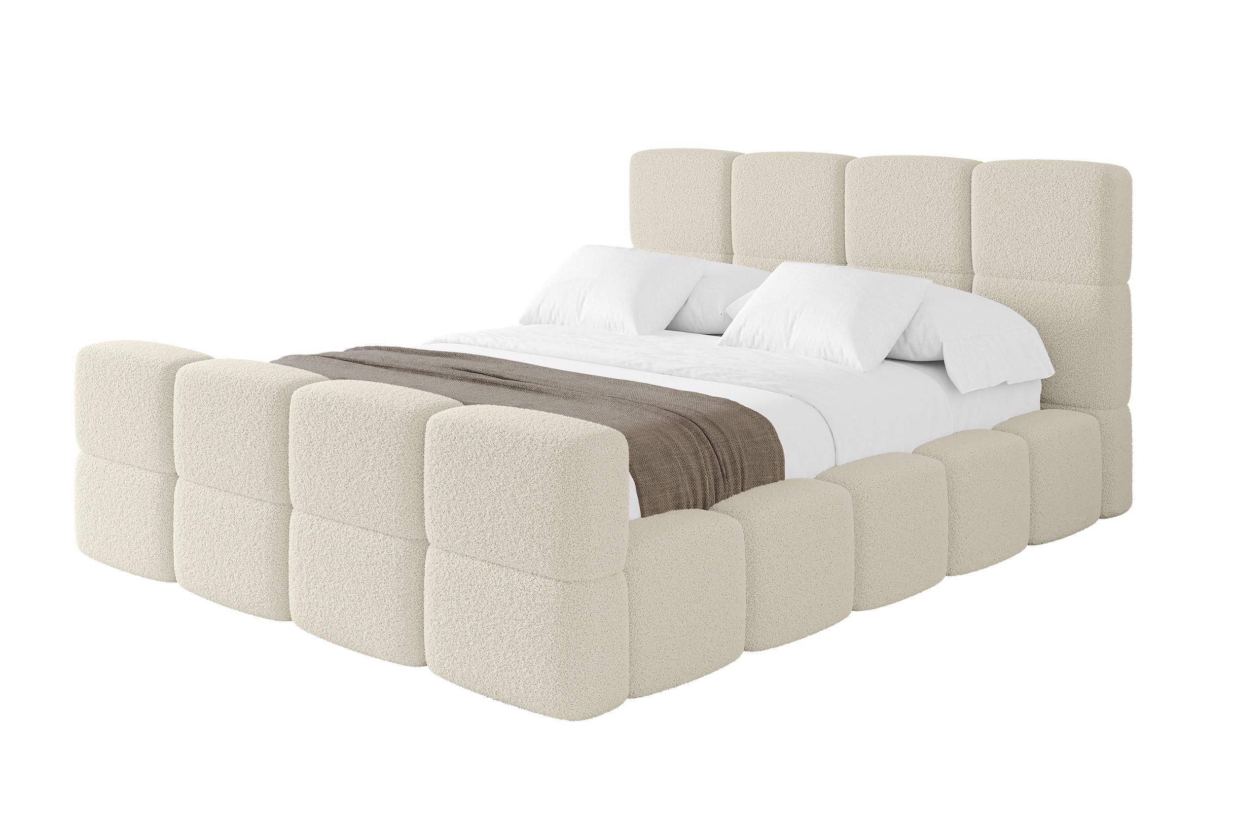 POLSTERBETT mit Bettkasten und Lattenrost mit Matratze H3/H4, Kopfteil, Boxbett, mit Stauraum - NATA-Z 140x200 Beige - Beige, Holzwerkstoff/Textil (140/200cm) - ALTDECOR