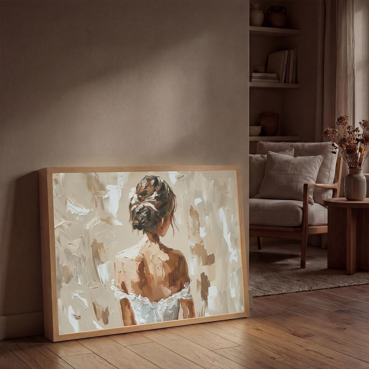 WANDLEUCHTE MIT AKKU Frau - Farbe - Abstrakt - Beige - Modern 100x70 cm - Hellbraun, Holzwerkstoff (100/70/8cm) - OnlyWow
