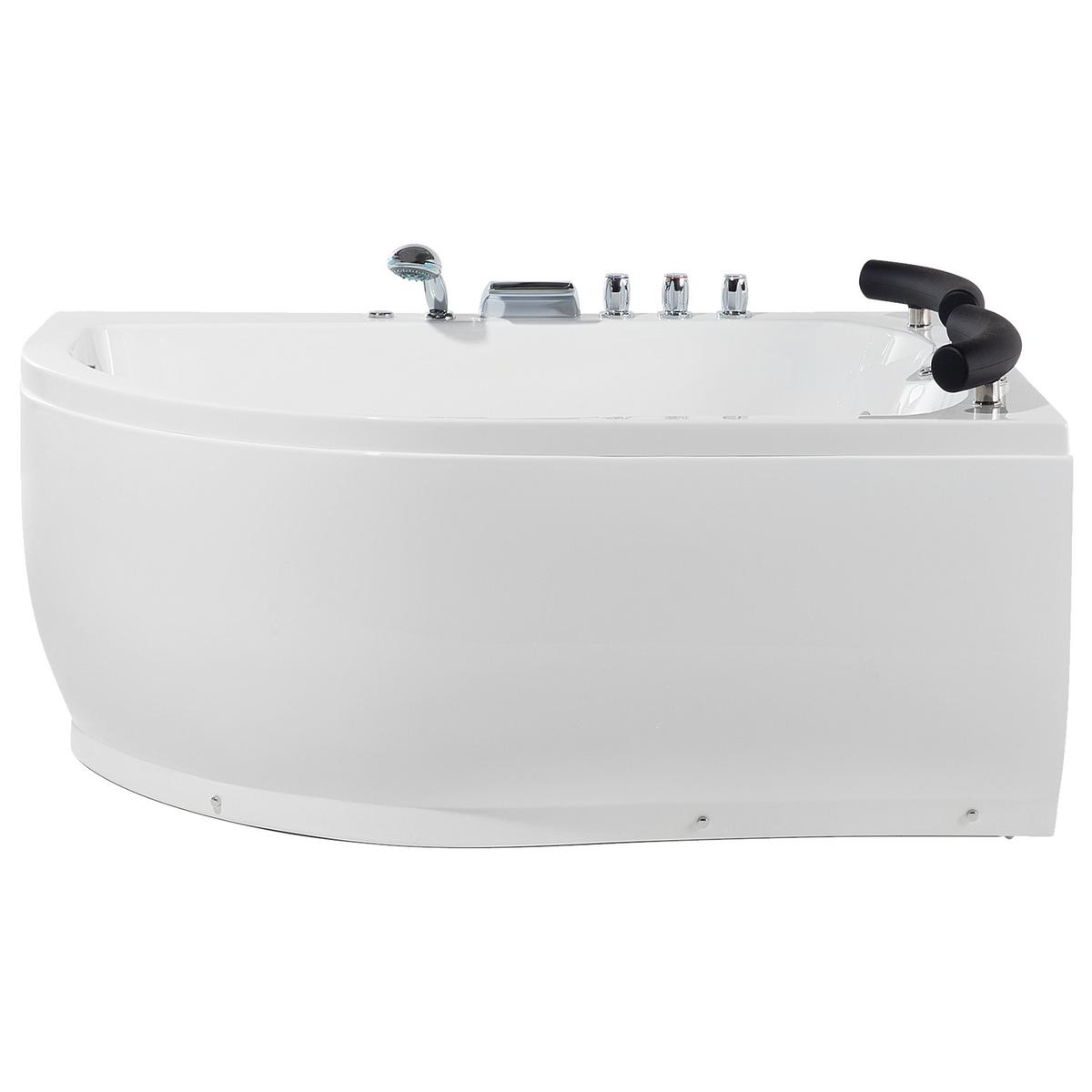 WHIRLPOOL-BADEWANNE mit LED 113x160x63 cm weiß Paradiso - Weiß, Kunststoff (113/63/160cm) - Beliani