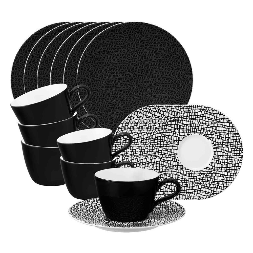 KAFFEESERVICE Life Fashion Glamorous Black 18-tlg. - Schwarz, Keramik (2/2/2cm) - Seltmann Weiden