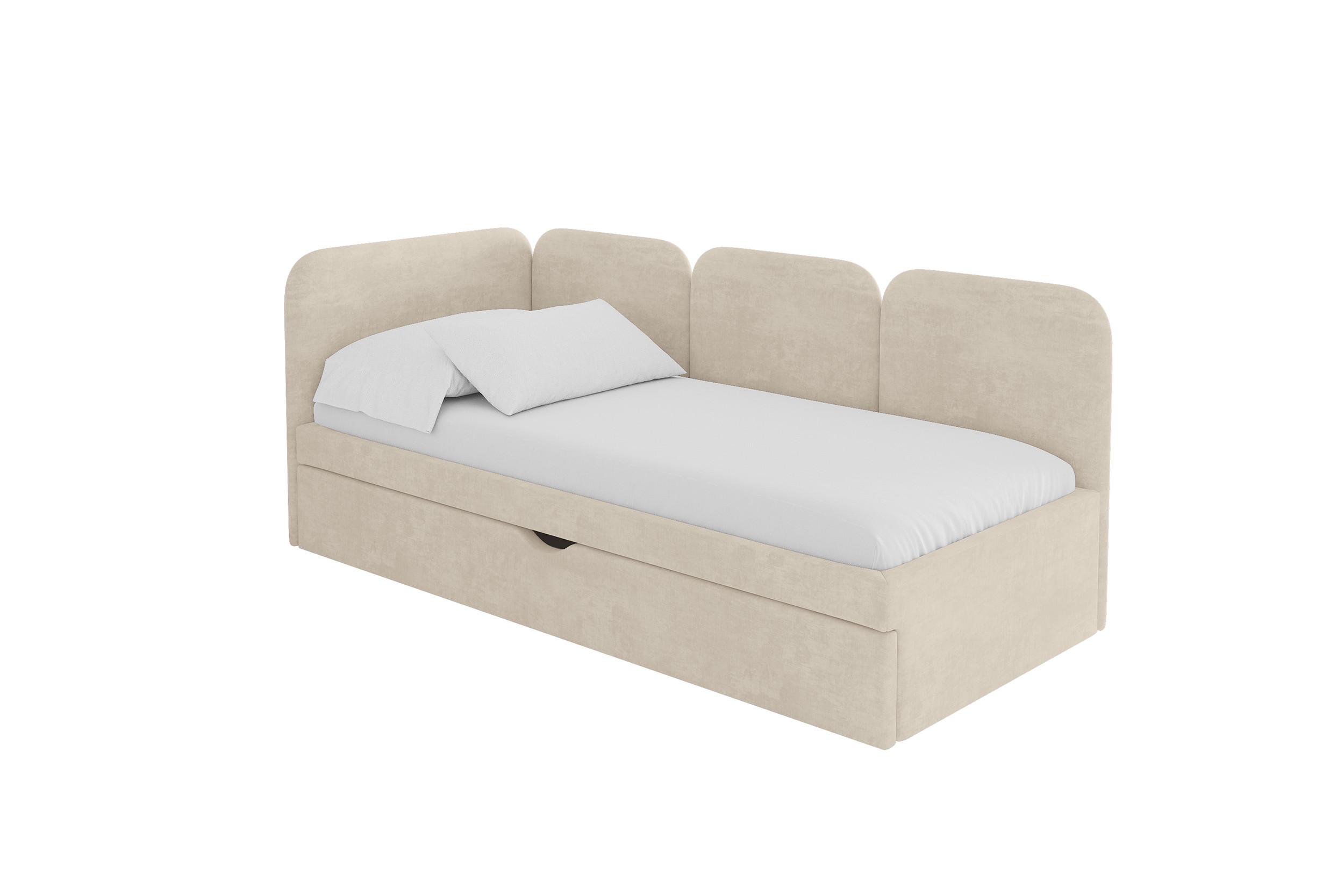 EINZELLBETT Jugendbett mit Bettkasten und Matratze H3/H4, Rechts - ALVY 100x200 Beige - Naturfarben, Holzwerkstoff/Textil (100/200cm) - ALTDECOR