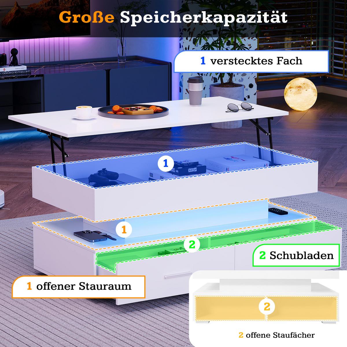 COUCHTISCH Weiß 100/50/44 cm - Grau, Holzwerkstoff (100/50/44cm) - Urban Meuble
