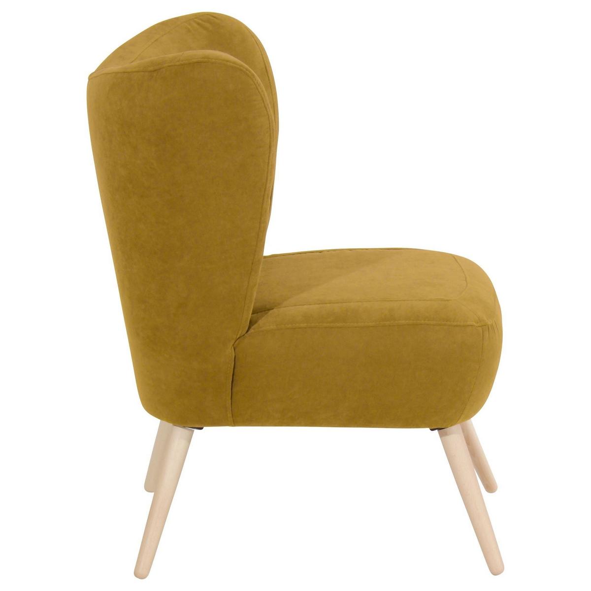 SESSEL Kathy Bezug Veloursstoff Buche natur / mais - Gelb, Kunststoff (70/86/69cm) - 58aufmkessel