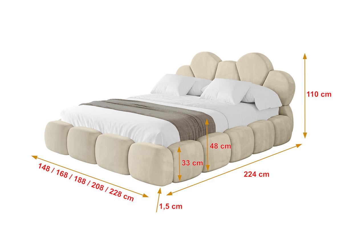 POLSTERBETT mit Bettkasten und Lattenrost, Bett mit Matratze H3/H4 - LANA 180x200 Beige - Ecru, Holzwerkstoff/Textil (180/200cm) - ALTDECOR