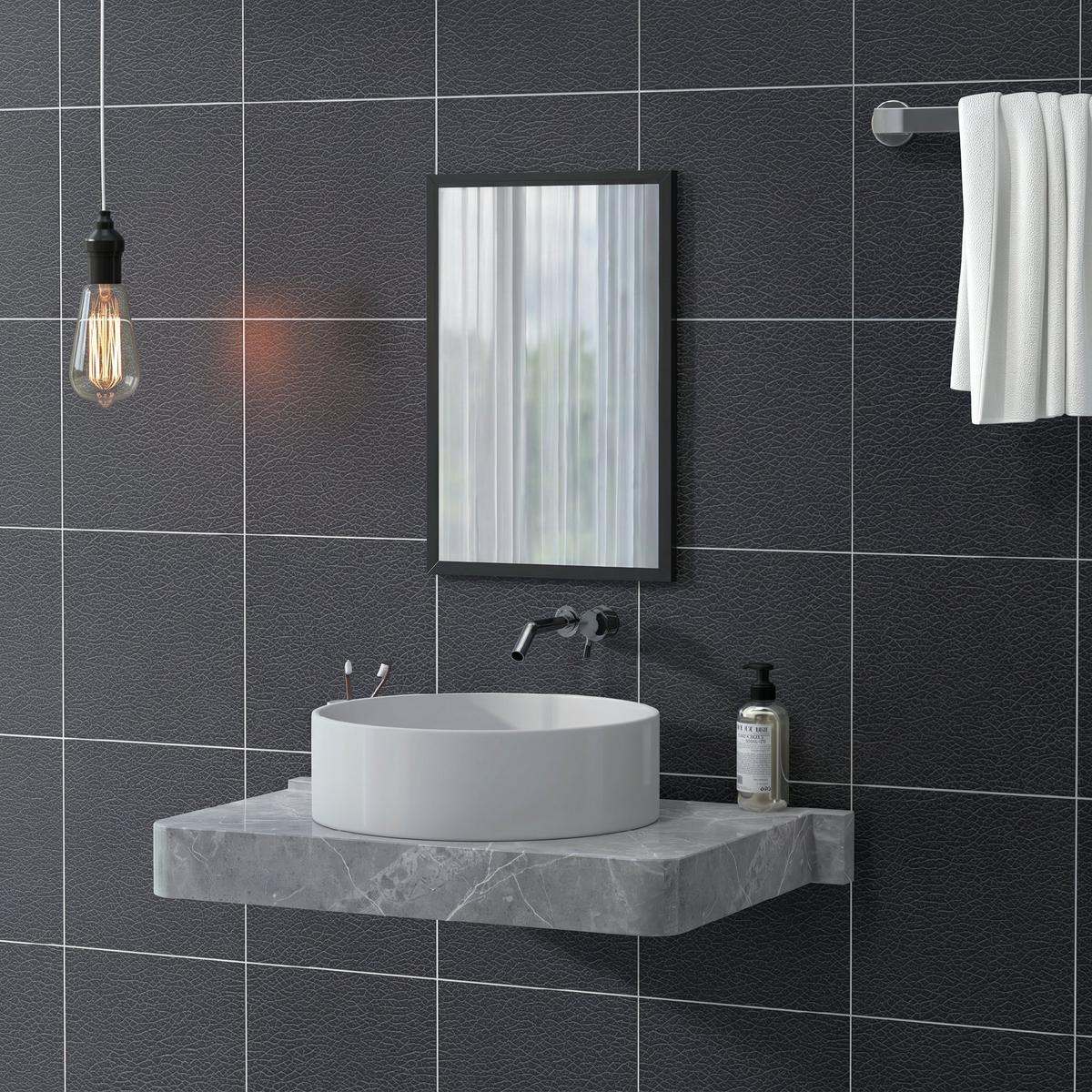 WANDSPIEGEL MDF Glas Schwarz - Schwarz, Holzwerkstoff (2/60/40cm) - HOMCOM