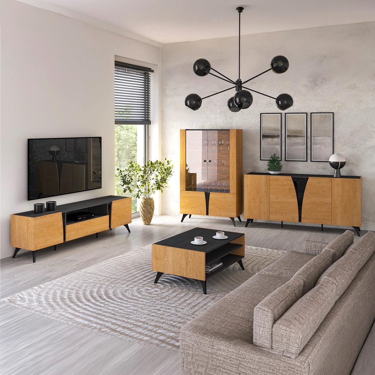COUCHTISCH Soah Holz und Schwarz - Schwarz, Holzwerkstoff (60/90/40cm) - Petits-meubles