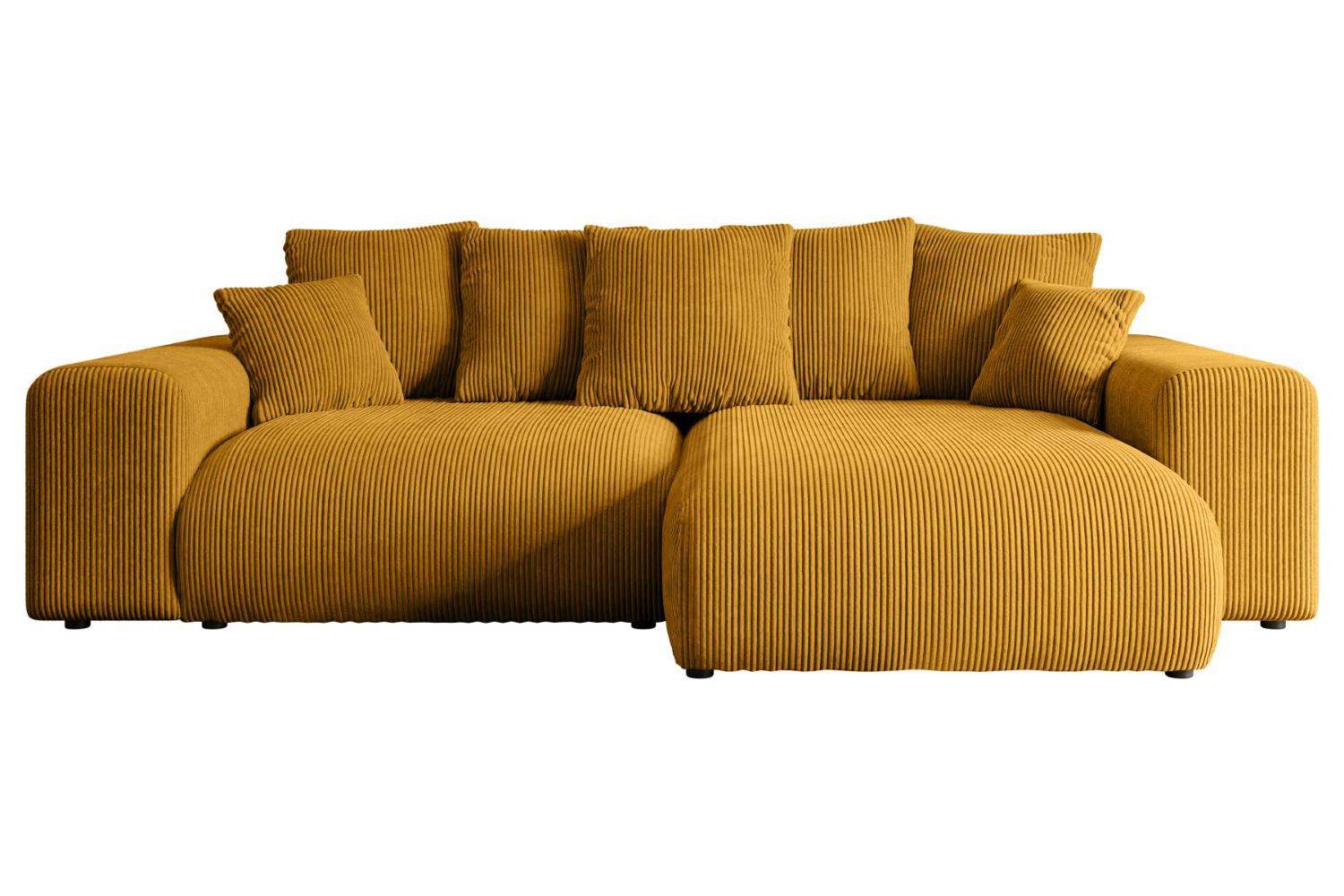 ECKSOFA Ottomane rechts ESKAR-L 266x176x72 Currygelb Cord - Currygelb/Schwarz, Holzwerkstoff/Kunststoff (176/266cm) - ALTDECOR