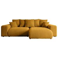 ECKSOFA Ottomane rechts ESKAR-L 266x176x72 Currygelb Cord - Currygelb/Schwarz, Holzwerkstoff/Kunststoff (176/266cm) - ALTDECOR