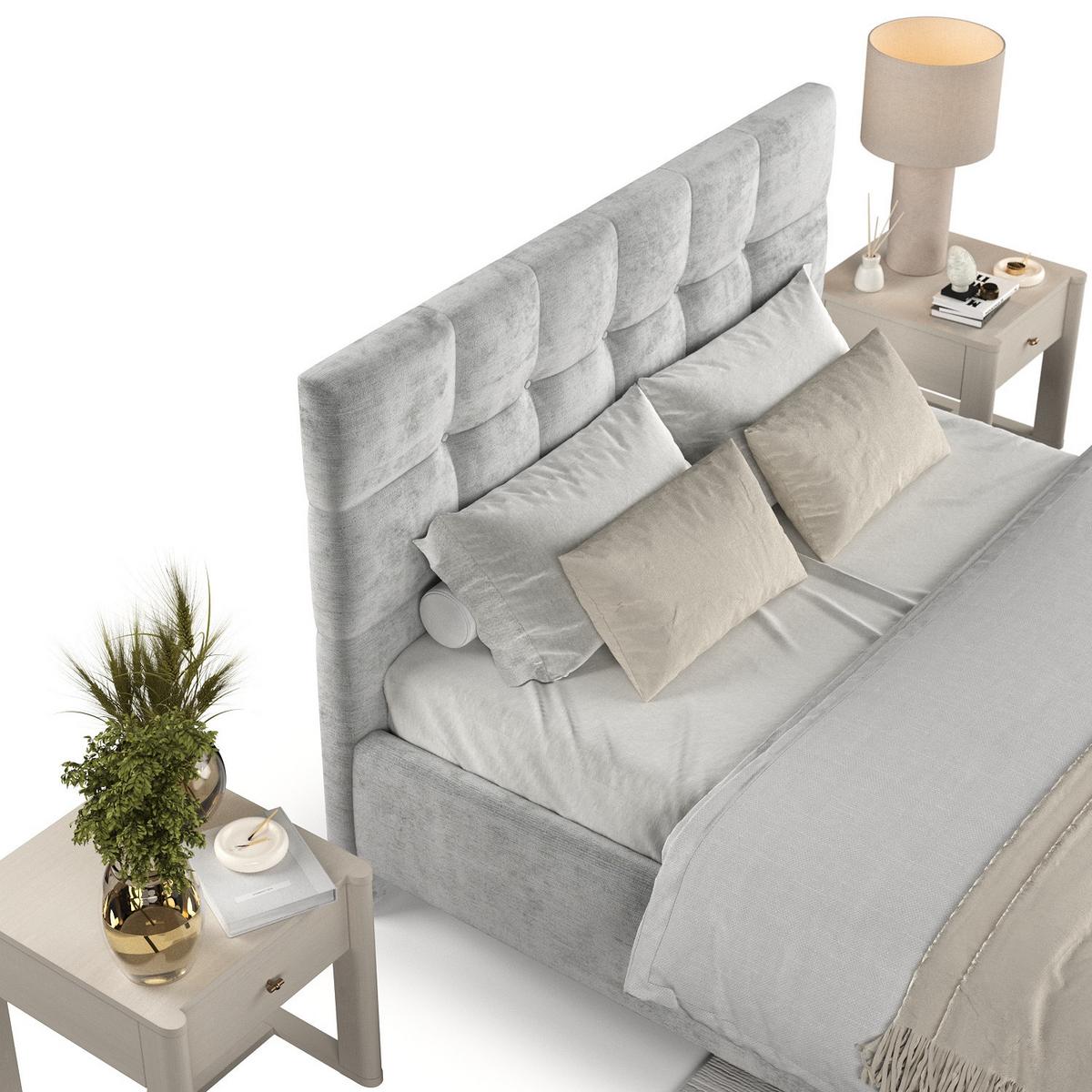 POLSTERBETT Cora 180/200 cm Hellgrau im Lotta Stoff - Hellgrau/Naturfarben, Holz/Holzwerkstoff (180/200cm) - AltaBeds