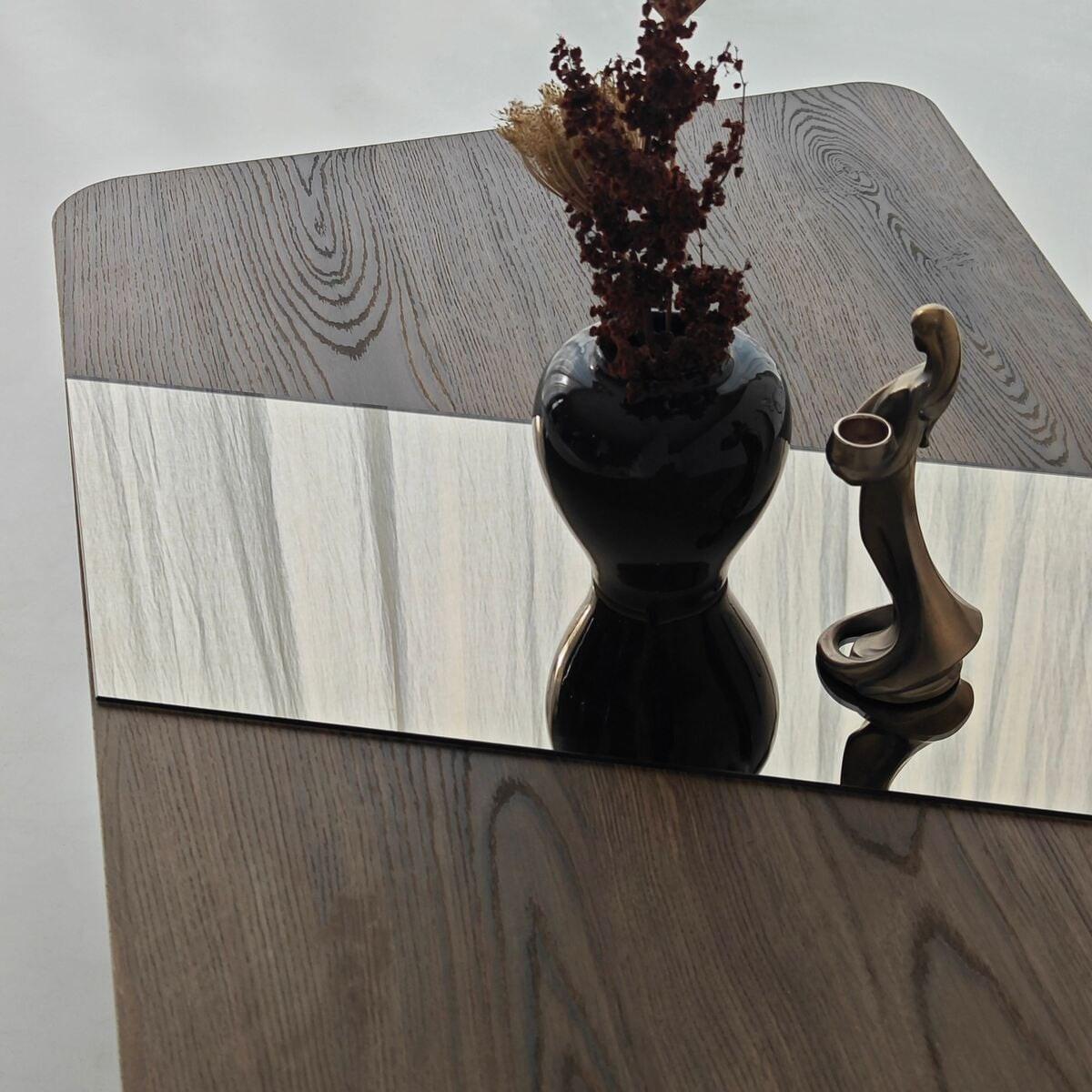 COUCHTISCH mit rechteckiger Spiegelplatte 100/60/40 cm - Naturfarben, Holzwerkstoff (7/60/40cm) - Calicosy
