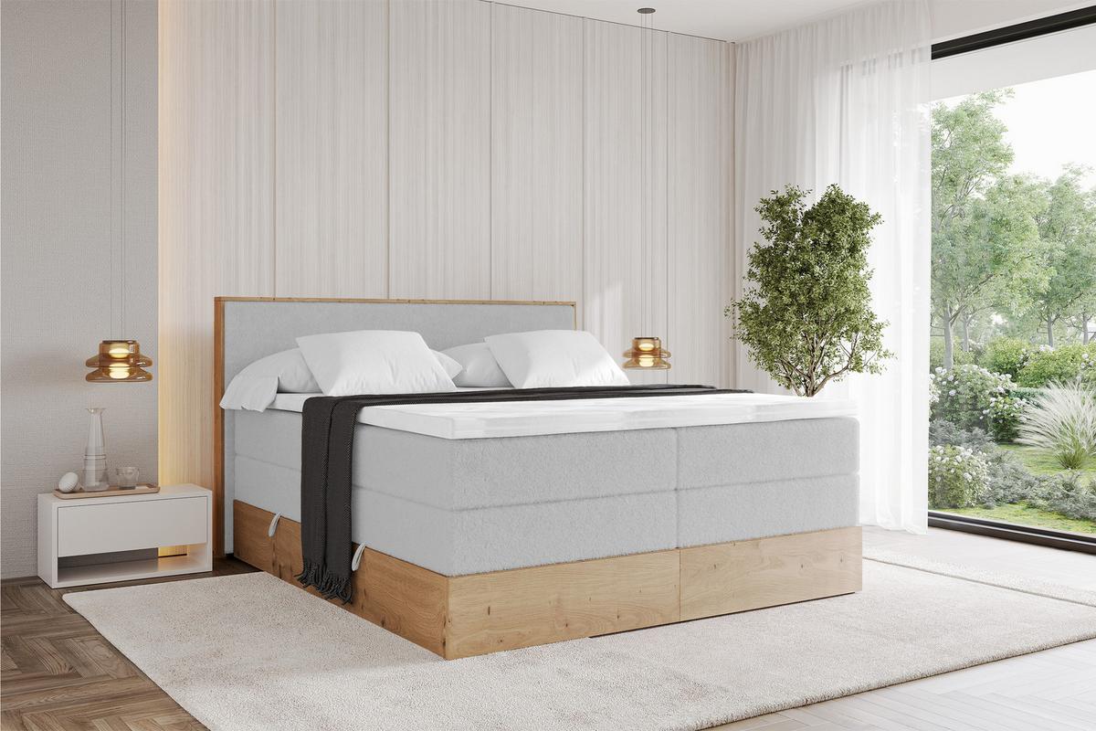 BOXSPRINGBETT LOLLI9 -KING 120x200 - H3/H4 Hellgrau - Hellgrau, Holzwerkstoff (120/200cm) - ALTDECOR