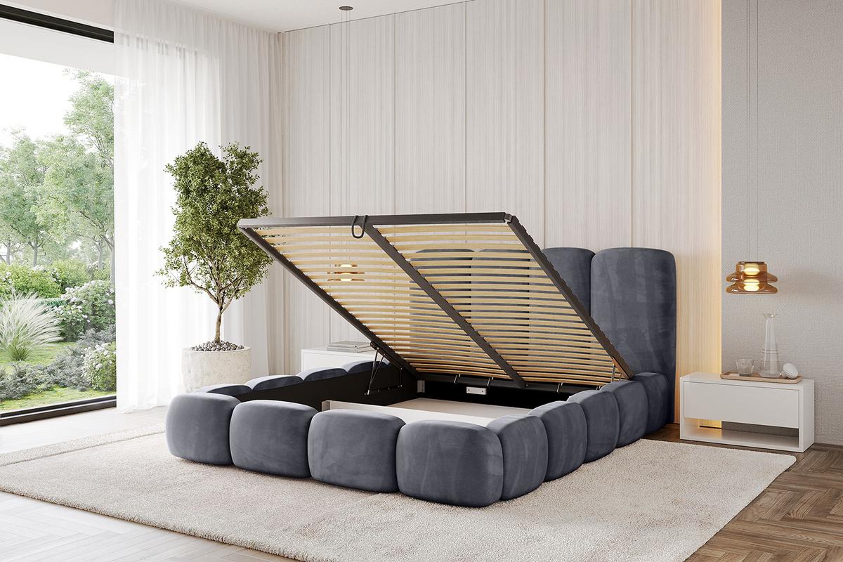 POLSTERBETT mit Bettkasten und Lattenrost, Boxbett ohne Matratze - KALA 200x200 Dunkelgrau - Dunkelgrau, Holzwerkstoff/Textil (200/200cm) - ALTDECOR