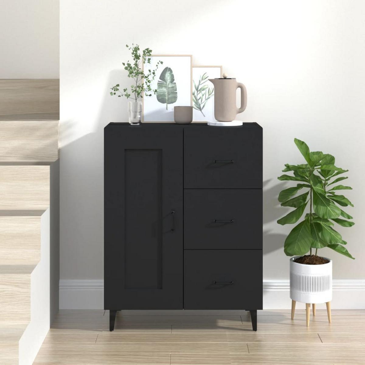 KOMMODE Foster 69.5/34/90 cm - Schwarz, Holzwerkstoff (69.5/90/34cm) - Nettlife