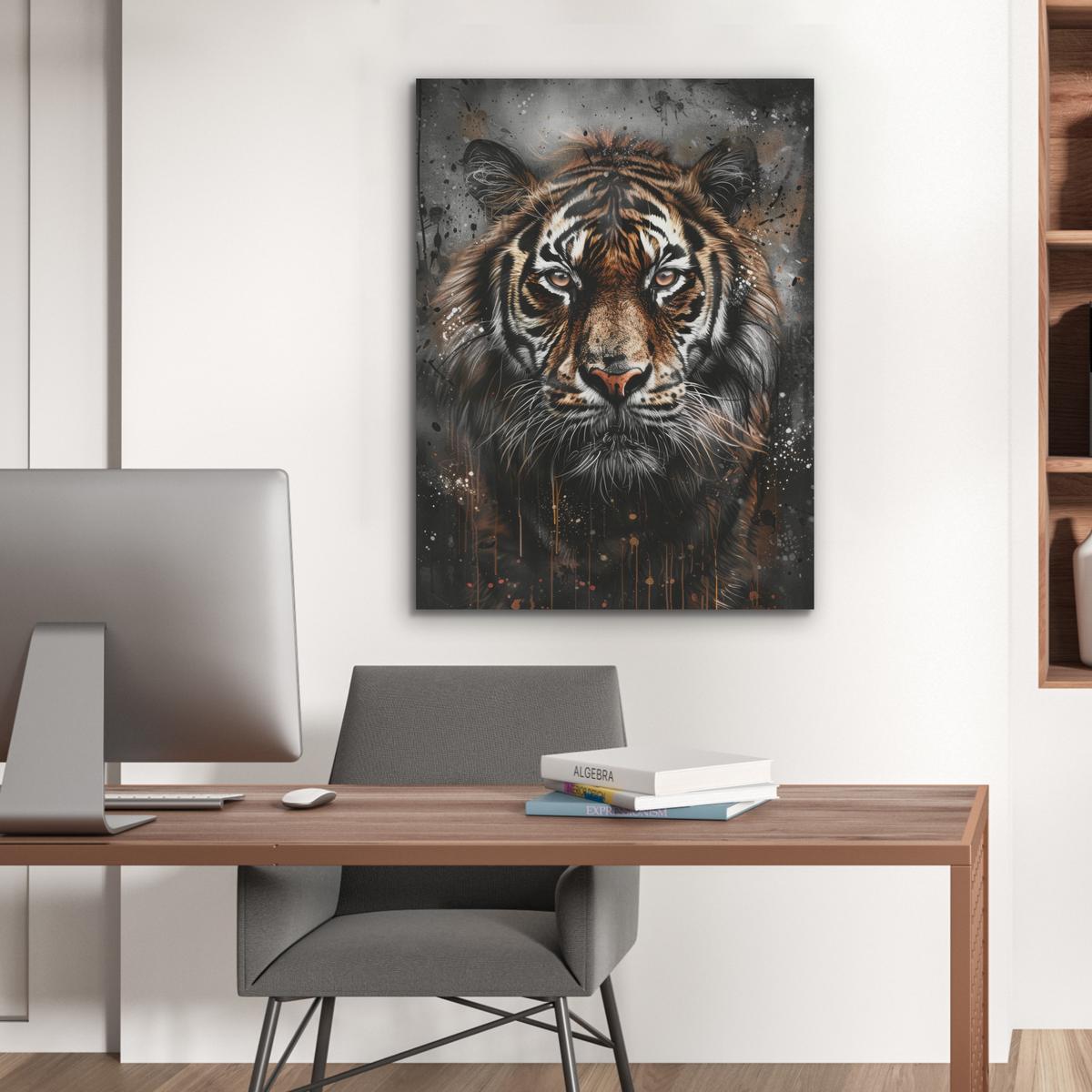 AKUSTIKBILD Tiger - Tiere - Porträt - Luxus - Schwarz Wandbilder 60x80 cm - Braun, Kunststoff (60/80/0.9cm) - MuchoWow