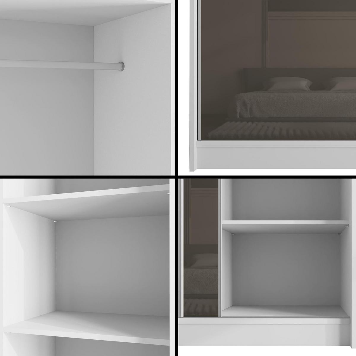 KLEIDERSCHRANK PEKA - 120 cm - Weiß|Grau - Weiß/Grau, Holzwerkstoff (120/215/61cm) - ALTDECOR