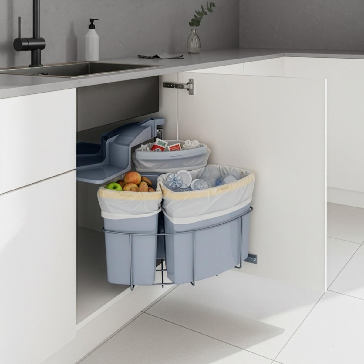 EINBAU-MÜLLEIMER Kollby - Grau, Kunststoff (45.5/50.5/45.5cm) - [en.casa]